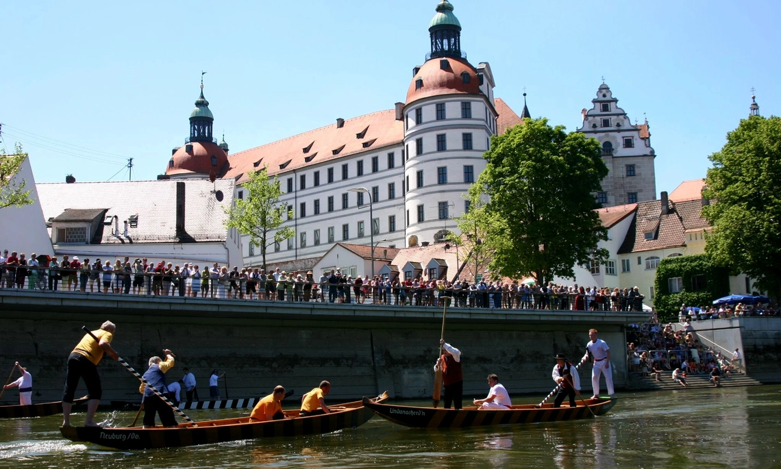 Fischerstechen auf der Donau in Neuburg